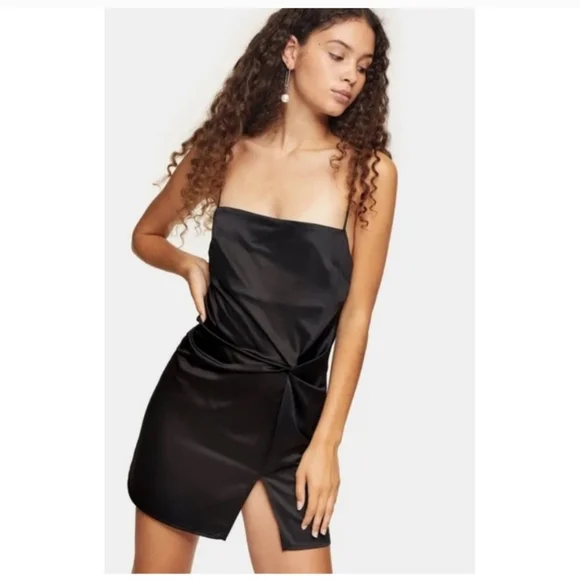 Topshop | Dresses | Topshop Black Satin Twist Mini Slip Dress | Poshmark Topshop | Dresses | Topshop Black Satin Twist Mini Slip Dress | Poshmark